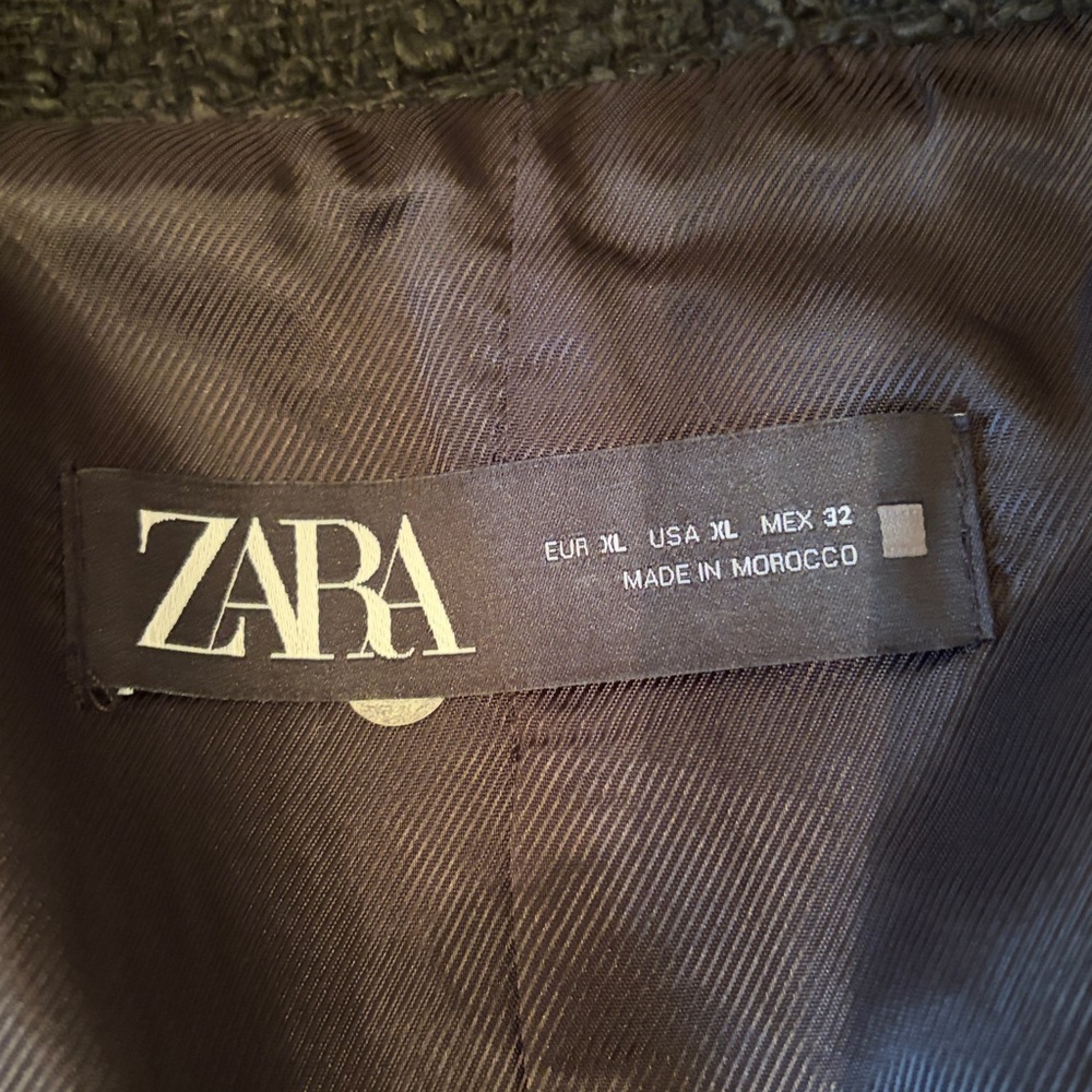 Zara Black Textured Double-Breasted Blazer with gold  Buttons - Picture 5 of 9